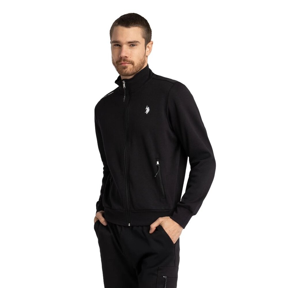 US POLO ASSN. Men’s Size 2XL Black Zip Front Track/Bomber Jacket New With Tag